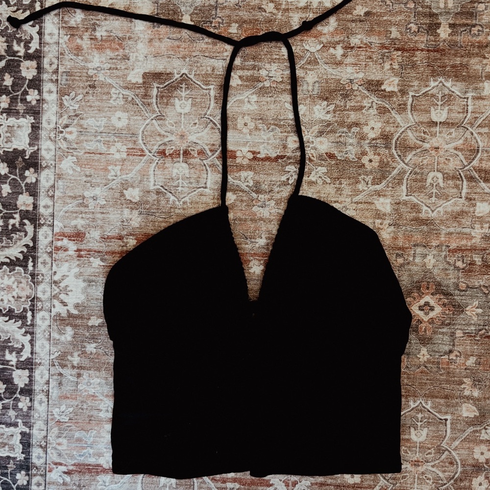 Black tie neck, cut out crop top